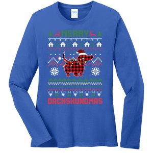 Funny Merry Dachshundmas Ugly Christmas Sweater Dachshund Meaningful Gift Ladies Long Sleeve Shirt