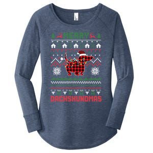 Funny Merry Dachshundmas Ugly Christmas Sweater Dachshund Meaningful Gift Women's Perfect Tri Tunic Long Sleeve Shirt