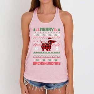 Funny Merry Dachshundmas Ugly Christmas Sweater Dachshund Meaningful Gift Women's Knotted Racerback Tank