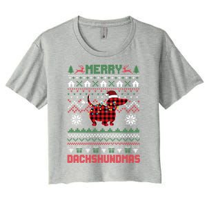 Funny Merry Dachshundmas Ugly Christmas Sweater Dachshund Meaningful Gift Women's Crop Top Tee