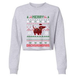 Funny Merry Dachshundmas Ugly Christmas Sweater Dachshund Meaningful Gift Cropped Pullover Crew