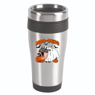 Funny Moo Deng Halloween Boo Ghost Costume Moo Deng Lover 16oz Travel Tumbler