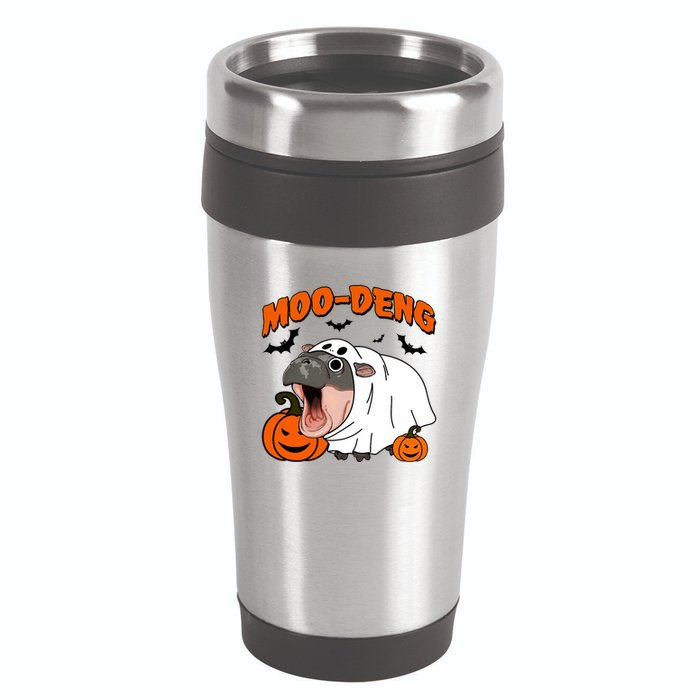 Funny Moo Deng Halloween Boo Ghost Costume Moo Deng Lover 16oz Travel Tumbler