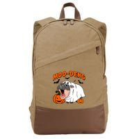 Funny Moo Deng Halloween Boo Ghost Costume Moo Deng Lover Cotton Canvas Backpack