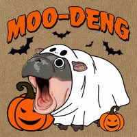 Funny Moo Deng Halloween Boo Ghost Costume Moo Deng Lover Cotton Canvas Backpack
