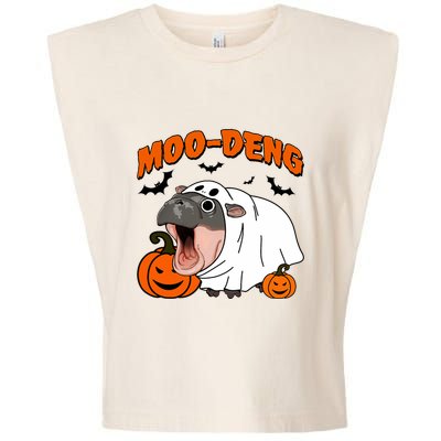 Funny Moo Deng Halloween Boo Ghost Costume Moo Deng Lover Garment-Dyed Women's Muscle Tee