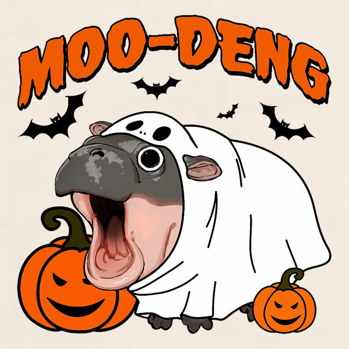 Funny Moo Deng Halloween Boo Ghost Costume Moo Deng Lover Garment-Dyed Women's Muscle Tee