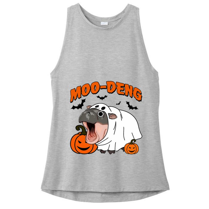 Funny Moo Deng Halloween Boo Ghost Costume Moo Deng Lover Ladies PosiCharge Tri-Blend Wicking Tank