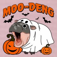 Funny Moo Deng Halloween Boo Ghost Costume Moo Deng Lover 25L Jumbo Tote
