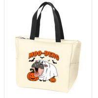 Funny Moo Deng Halloween Boo Ghost Costume Moo Deng Lover Zip Tote Bag