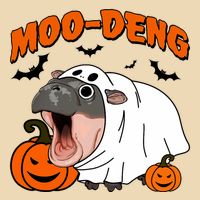 Funny Moo Deng Halloween Boo Ghost Costume Moo Deng Lover Zip Tote Bag