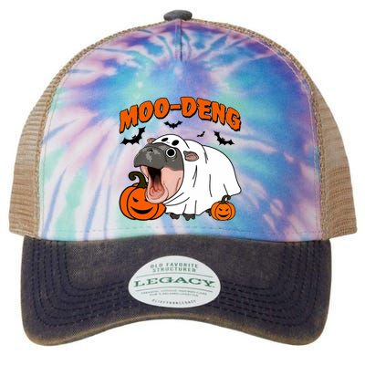 Funny Moo Deng Halloween Boo Ghost Costume Moo Deng Lover Legacy Tie Dye Trucker Hat