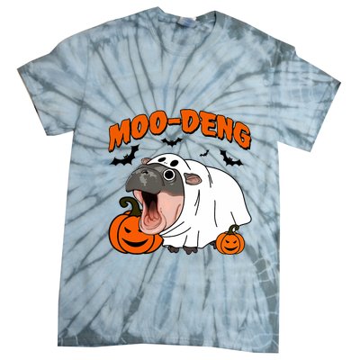 Funny Moo Deng Halloween Boo Ghost Costume Moo Deng Lover Tie-Dye T-Shirt