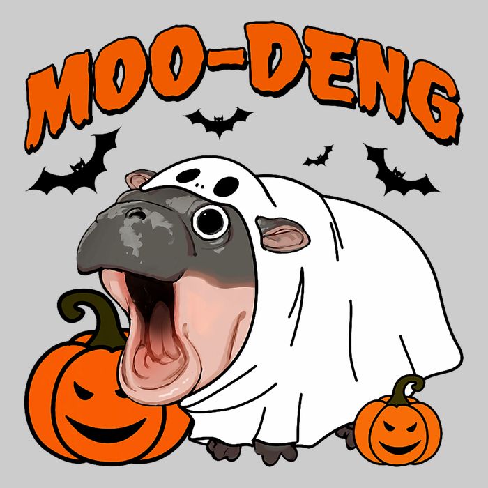 Funny Moo Deng Halloween Boo Ghost Costume Moo Deng Lover Tie-Dye T-Shirt