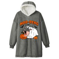 Funny Moo Deng Halloween Boo Ghost Costume Moo Deng Lover Hooded Wearable Blanket