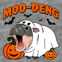 Funny Moo Deng Halloween Boo Ghost Costume Moo Deng Lover 7-Panel Snapback Hat