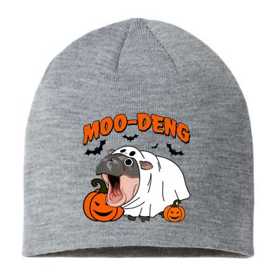 Funny Moo Deng Halloween Boo Ghost Costume Moo Deng Lover Sustainable Beanie