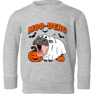 Funny Moo Deng Halloween Boo Ghost Costume Moo Deng Lover Toddler Sweatshirt