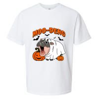 Funny Moo Deng Halloween Boo Ghost Costume Moo Deng Lover Sueded Cloud Jersey T-Shirt