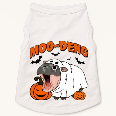 Funny Moo Deng Halloween Boo Ghost Costume Moo Deng Lover Doggie Tank