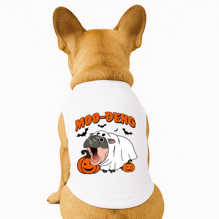 Funny Moo Deng Halloween Boo Ghost Costume Moo Deng Lover Doggie Tank