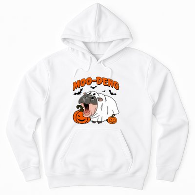 Funny Moo Deng Halloween Boo Ghost Costume Moo Deng Lover Hoodie