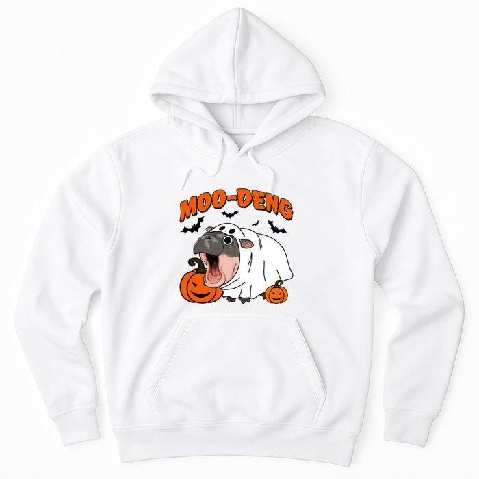 Funny Moo Deng Halloween Boo Ghost Costume Moo Deng Lover Hoodie