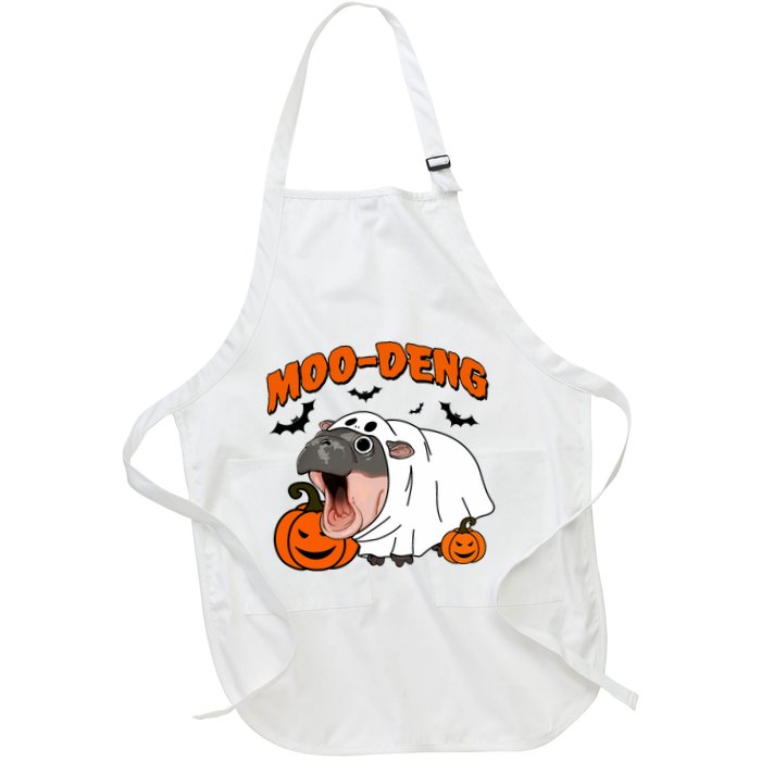 Funny Moo Deng Halloween Boo Ghost Costume Moo Deng Lover Apron