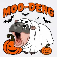 Funny Moo Deng Halloween Boo Ghost Costume Moo Deng Lover Apron