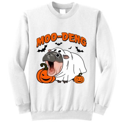 Funny Moo Deng Halloween Boo Ghost Costume Moo Deng Lover Sweatshirt