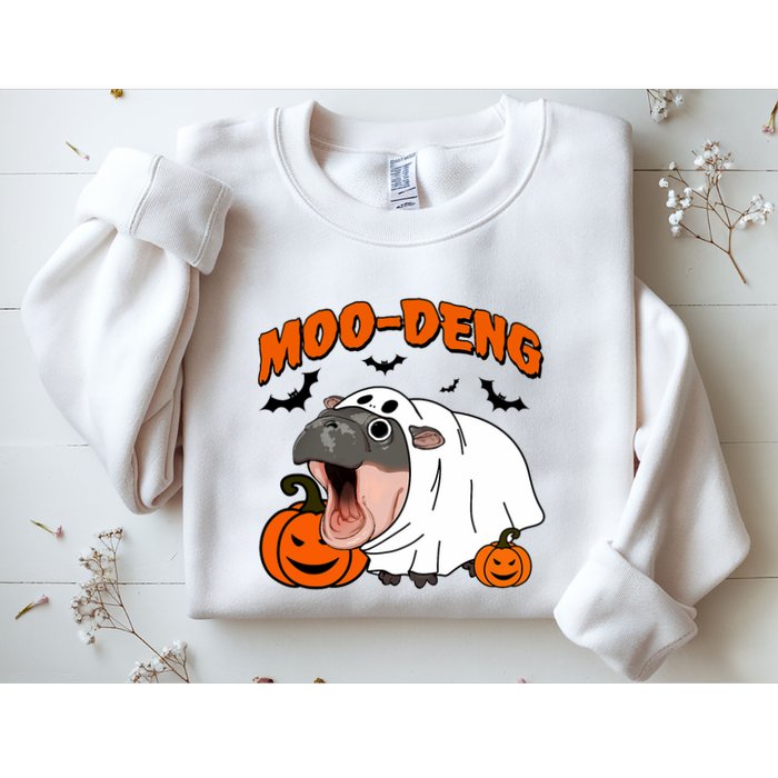 Funny Moo Deng Halloween Boo Ghost Costume Moo Deng Lover Sweatshirt