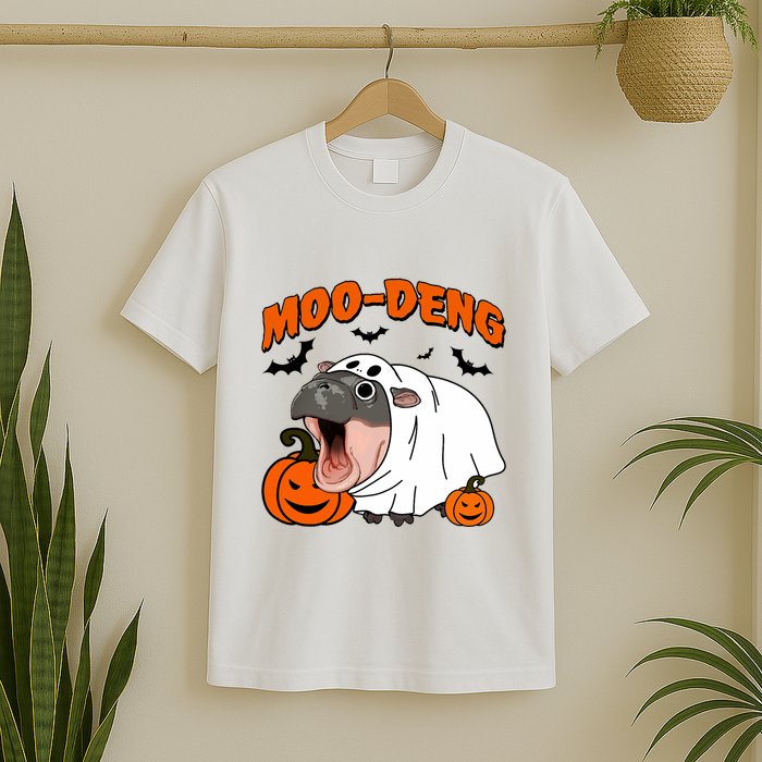 Funny Moo Deng Halloween Boo Ghost Costume Moo Deng Lover T-Shirt