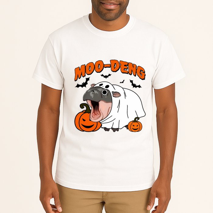 Funny Moo Deng Halloween Boo Ghost Costume Moo Deng Lover Tall T-Shirt