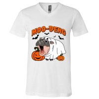 Funny Moo Deng Halloween Boo Ghost Costume Moo Deng Lover V-Neck T-Shirt