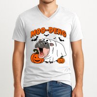 Funny Moo Deng Halloween Boo Ghost Costume Moo Deng Lover V-Neck T-Shirt
