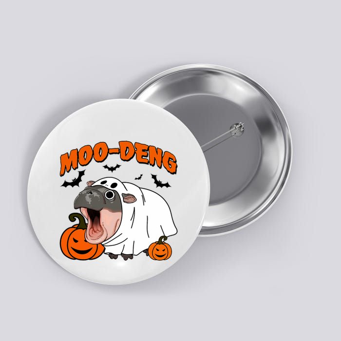 Funny Moo Deng Halloween Boo Ghost Costume Moo Deng Lover Button