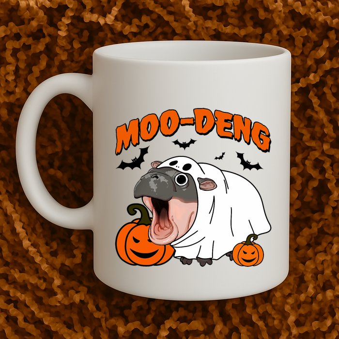 Funny Moo Deng Halloween Boo Ghost Costume Moo Deng Lover Mug