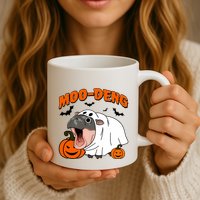 Funny Moo Deng Halloween Boo Ghost Costume Moo Deng Lover Mug