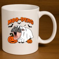 Funny Moo Deng Halloween Boo Ghost Costume Moo Deng Lover 11oz C Handle Ceramic Mug