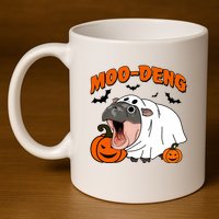 Funny Moo Deng Halloween Boo Ghost Costume Moo Deng Lover 11oz C Handle Ceramic Mug