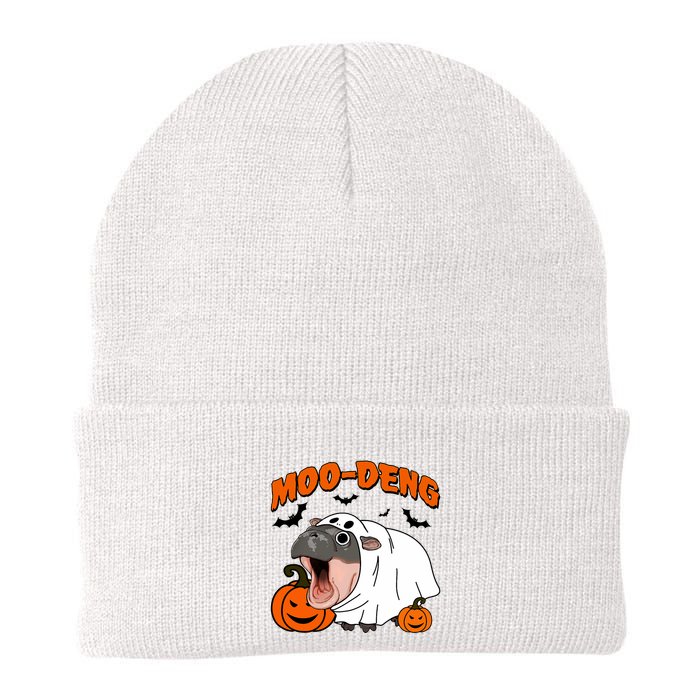 Funny Moo Deng Halloween Boo Ghost Costume Moo Deng Lover Beanie
