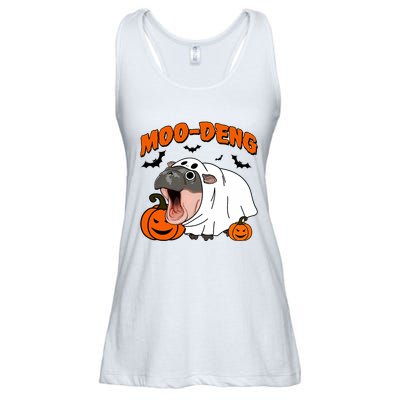 Funny Moo Deng Halloween Boo Ghost Costume Moo Deng Lover Ladies Essential Flowy Tank
