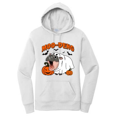 Funny Moo Deng Halloween Boo Ghost Costume Moo Deng Lover Women's Pullover Hoodie