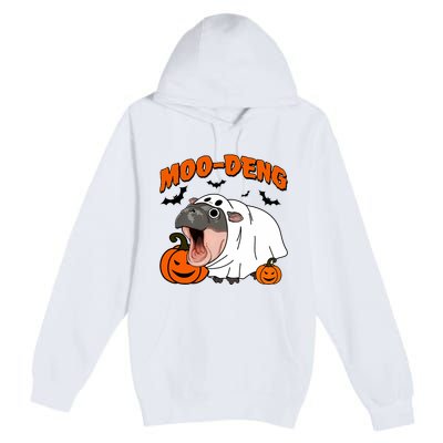 Funny Moo Deng Halloween Boo Ghost Costume Moo Deng Lover Premium Pullover Hoodie