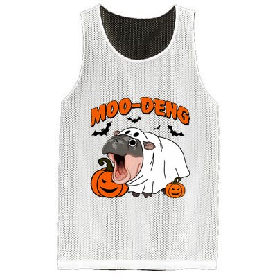 Funny Moo Deng Halloween Boo Ghost Costume Moo Deng Lover Mesh Reversible Basketball Jersey Tank
