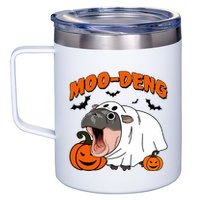 Funny Moo Deng Halloween Boo Ghost Costume Moo Deng Lover 12oz Stainless Steel Coffee Mug