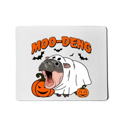 Funny Moo Deng Halloween Boo Ghost Costume Moo Deng Lover Mousepad
