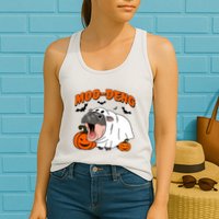 Funny Moo Deng Halloween Boo Ghost Costume Moo Deng Lover Womens Tank Top