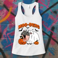 Funny Moo Deng Halloween Boo Ghost Costume Moo Deng Lover Womens Tank Top