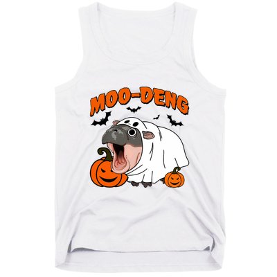 Funny Moo Deng Halloween Boo Ghost Costume Moo Deng Lover Tank Top